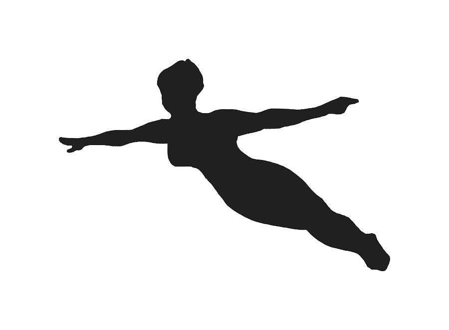 Black And White Drawing - Silhouette of Diver #1 by CSA Images