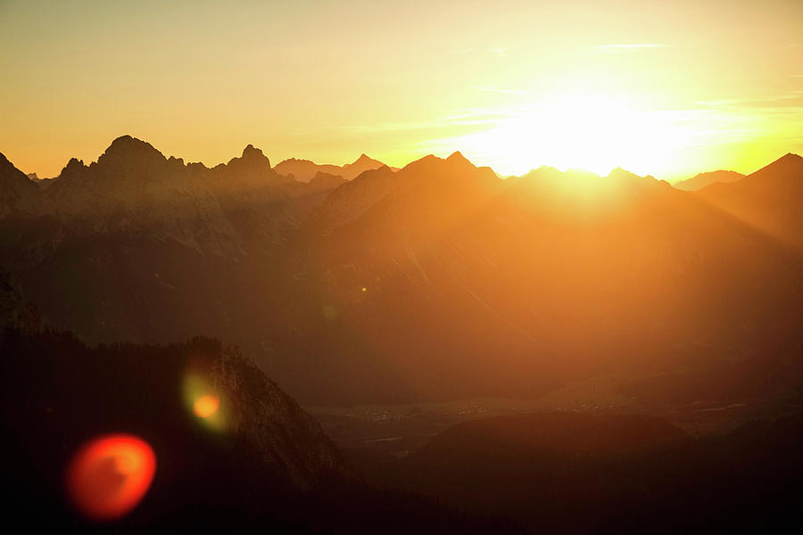 Silhouette Of Mountains At Sunset Digital Art by Manuel Sulzer - Fine ...