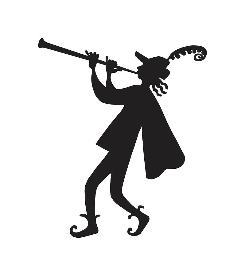 Silhouette of Pied Piper Drawing by CSA Images - Fine Art America