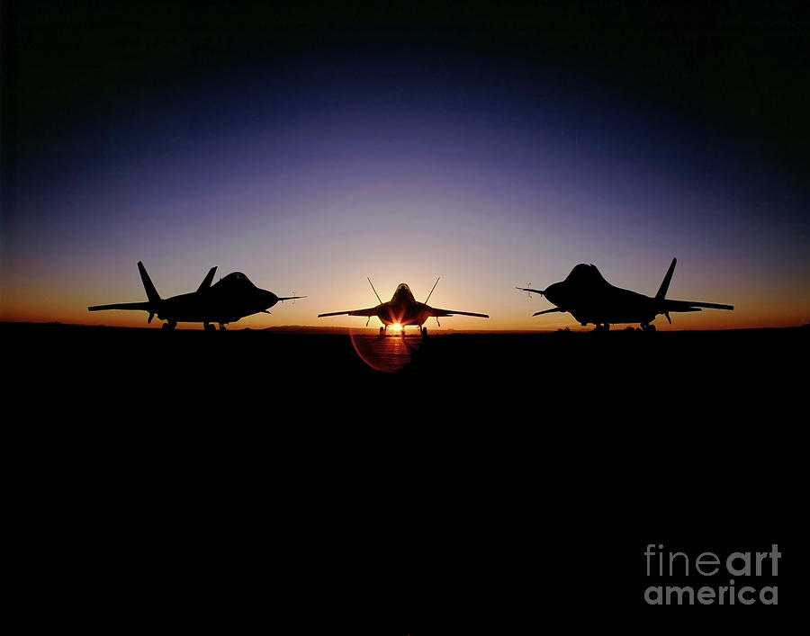 Silhouette Of The F-22 Raptor #1 Photograph by Stocktrek Images