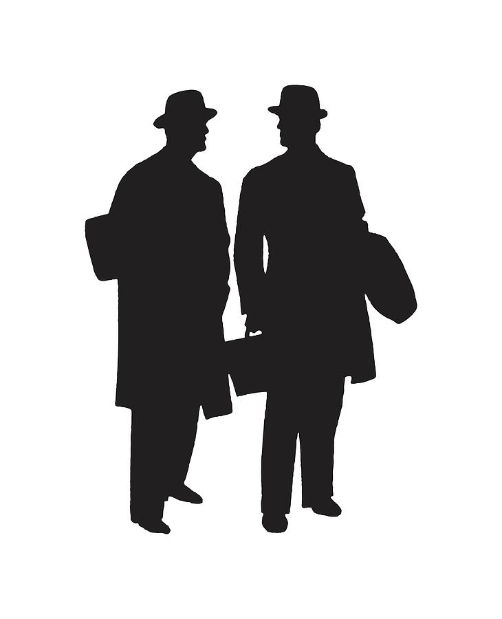 Silhouette of Two Men Drawing by CSA Images | Fine Art America