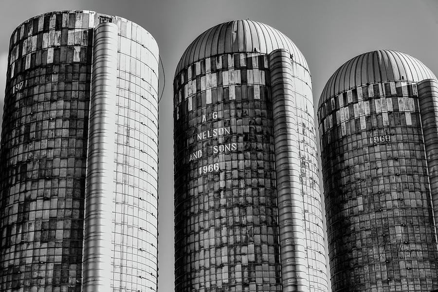 Black And White Photograph - Silos #1 by Jim Thompson