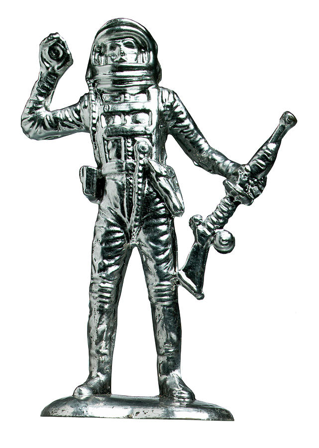 Science Fiction Drawing - Silver Spaceman Holding Weapon #1 by CSA Images