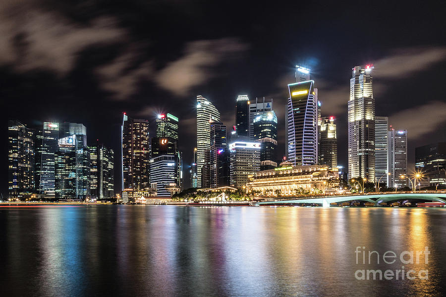 Singapore by night #1 Photograph by Didier Marti
