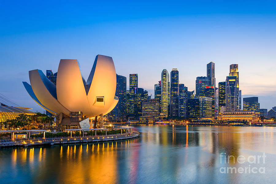 Country Photograph - Singapore Skyline At The Marina During by Sean Pavone Country Photograph - Singapore Skyline At The Marina During by Sean Pavone