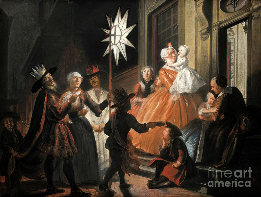Singing Round the Star on Twelfth Night Painting by Cornelis Troost