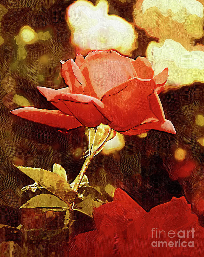 Single Rose Bloom In Gothic Digital Art by Kirt Tisdale