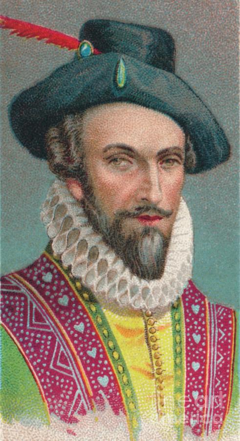 Sir Walter Raleigh, English Writer #1 Drawing by Print Collector