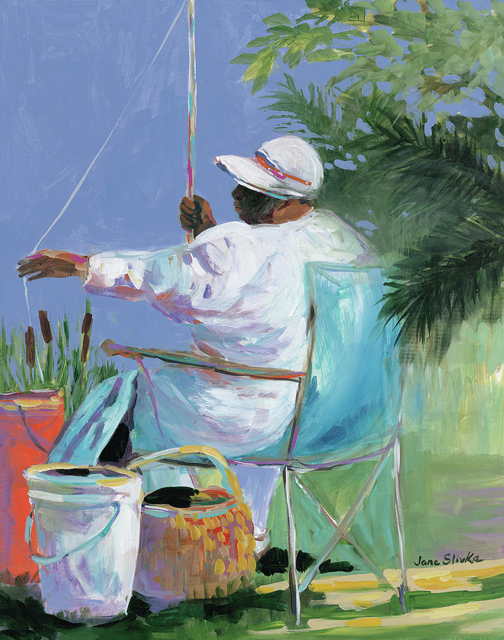 Sisters Painting - Sisters Fishing II #1 by Jane Slivka