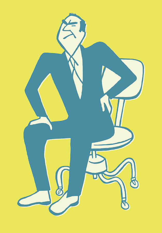 Sitting Man With Back Pain Drawing by CSA Images | Fine Art America