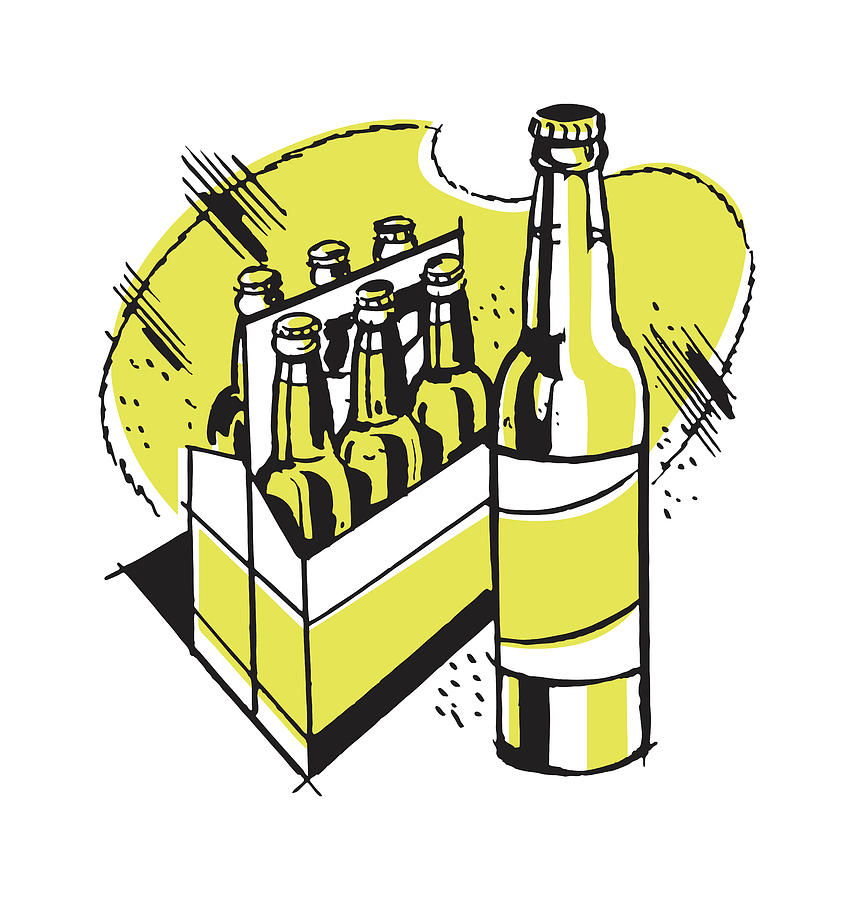Beer Drawing - Six Pack of Bottled Beverage #1 by CSA Images
