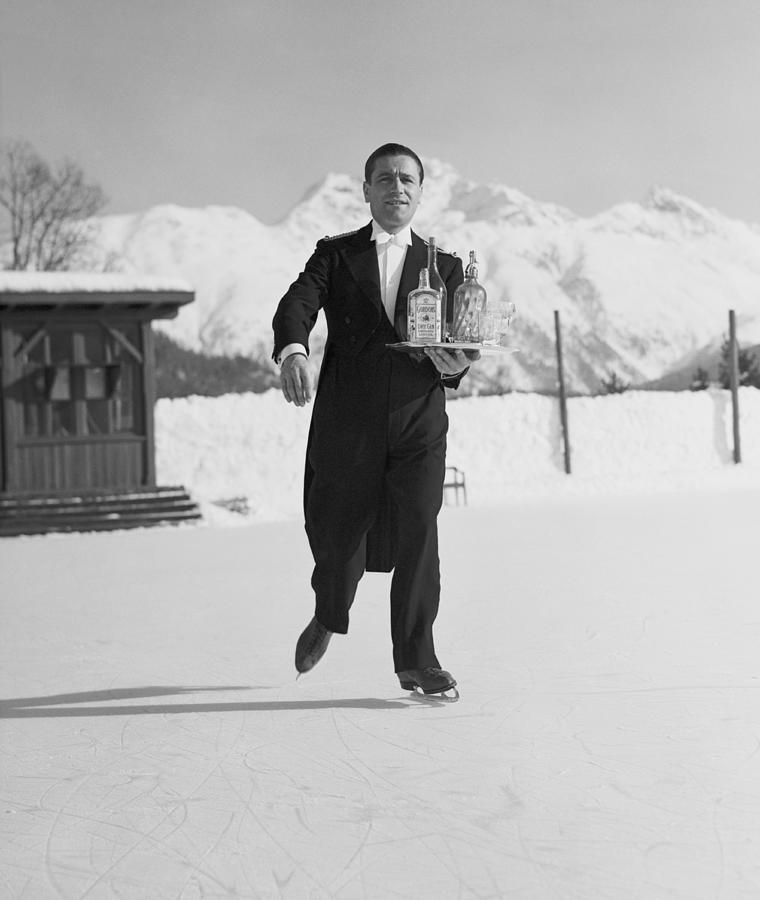 Skating Waiter Photograph by Horace Abrahams
