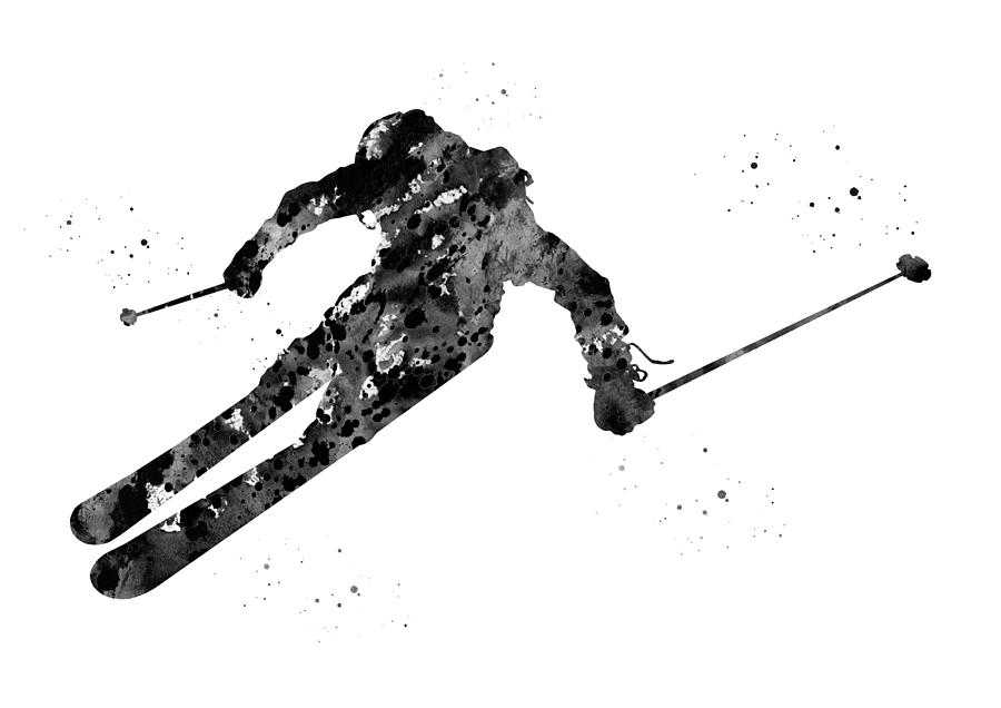 Illustration Digital Art - Ski Snow Boarder #1 by Erzebet S