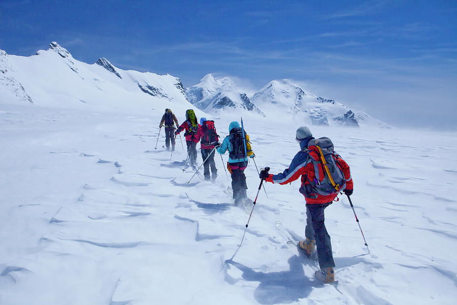 Winter Digital Art - Skiers At Monte Rosa, Switzerland #1 by Christof Sonderegger