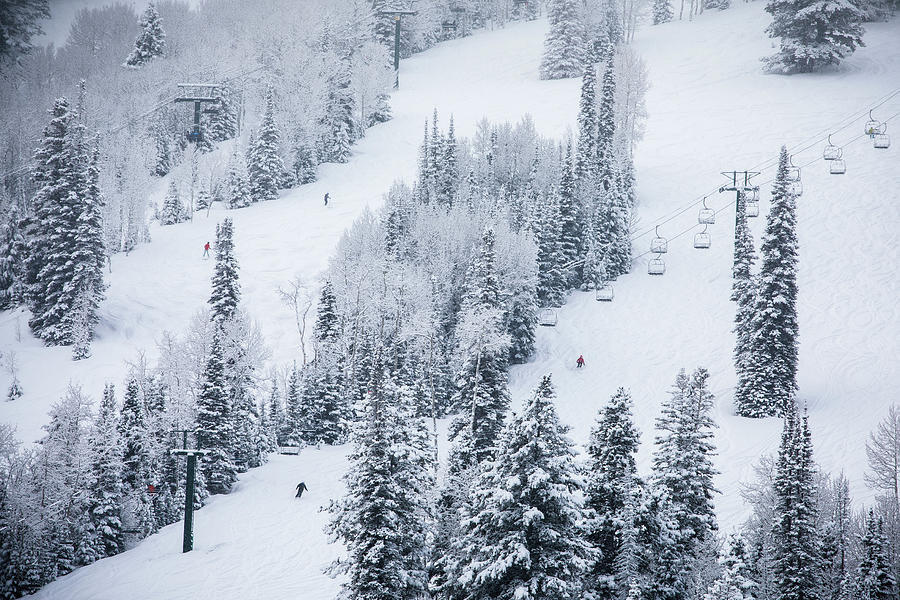 Skiing At Deer Valley, Utah, Near Salt Lake City During Winter. #1 Photograph by Cavan Images