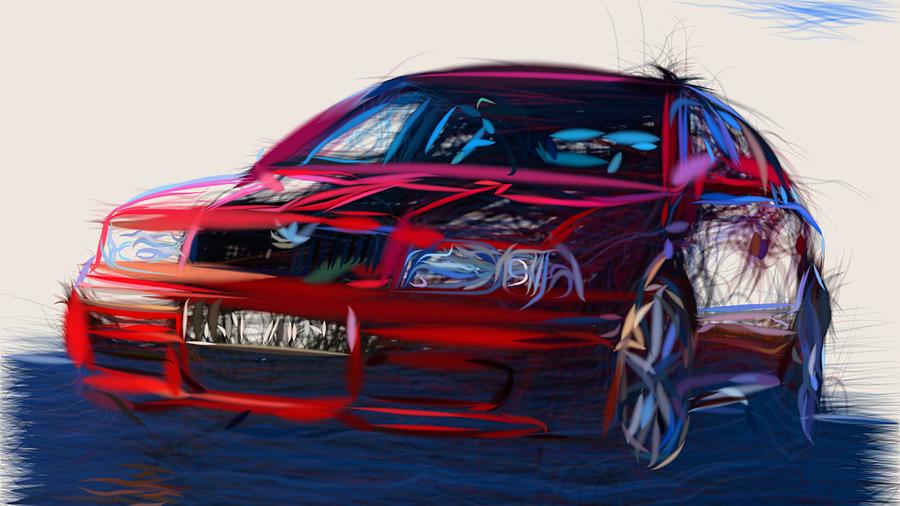 Skoda Octavia RS Draw #1 Digital Art by CarsToon Concept