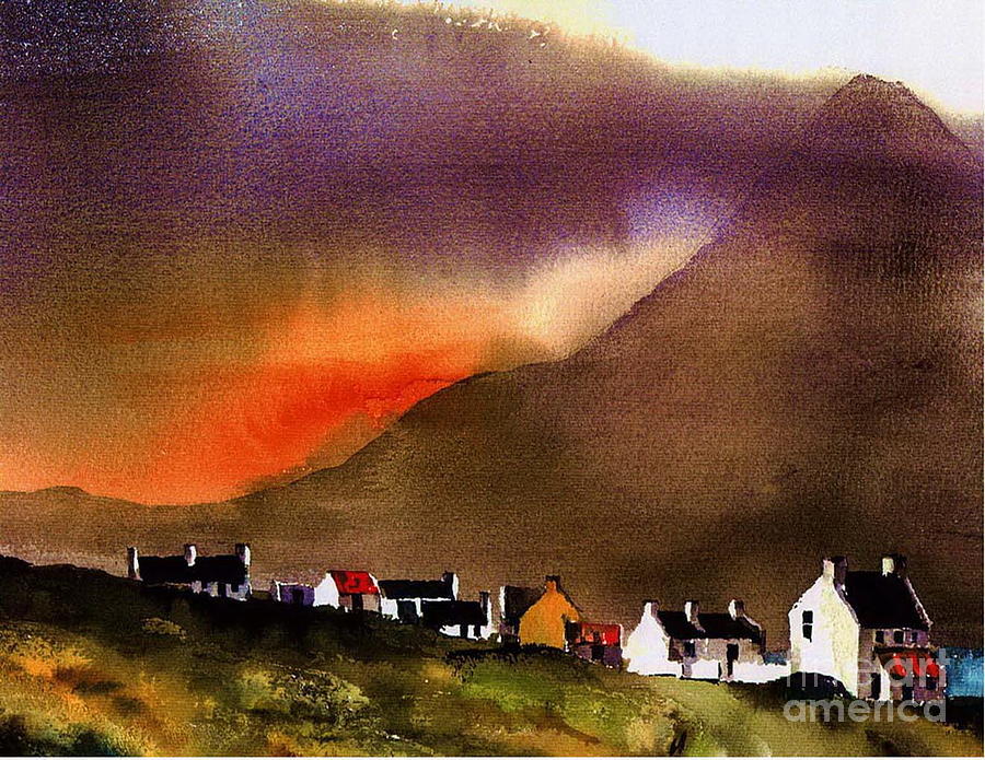 Sliabh Mor sunset, Achill, #2 Painting by Val Byrne