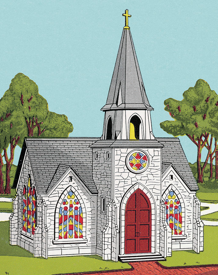 Architecture Drawing - Small Country Church #1 by CSA Images
