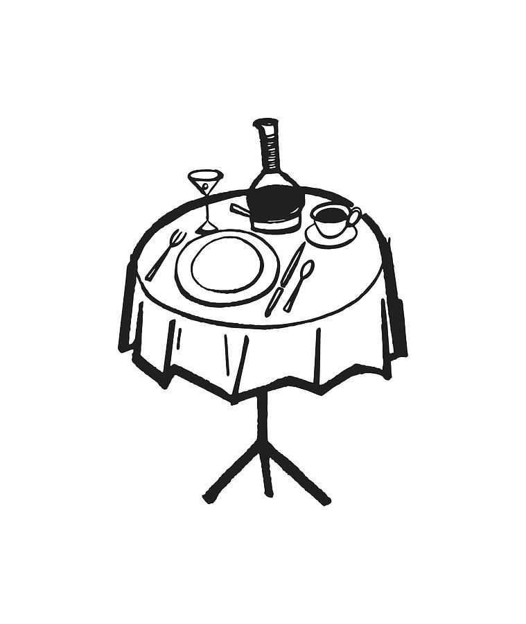round table clipart black and white