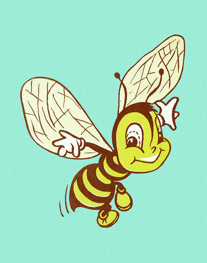 Vintage Drawing - Smiling Bee #1 by CSA Images