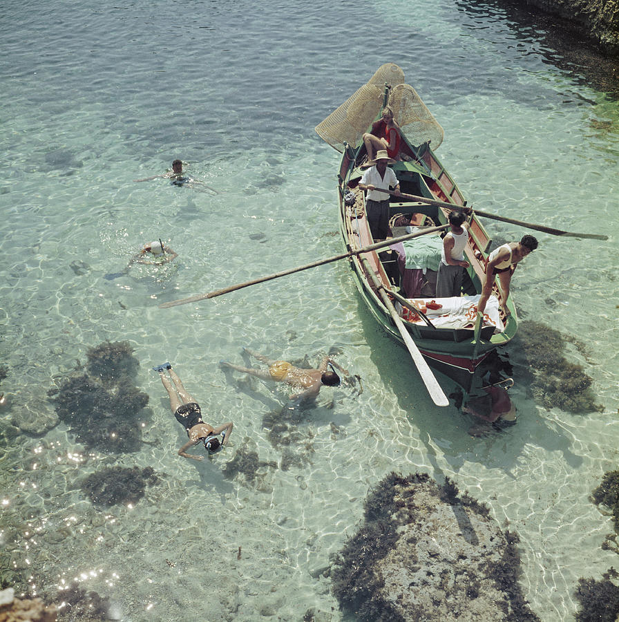 Snorkelling In The Shallows Photograph by Slim Aarons