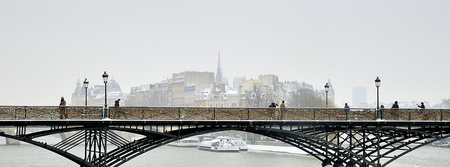 Snow Covered Bridge In Paris #1 Photograph by Martial Colomb