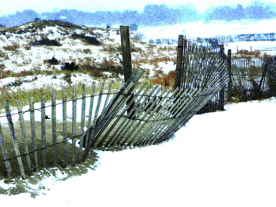 Snow Fence On The Beach #1 Photograph by Kathleen Moroney