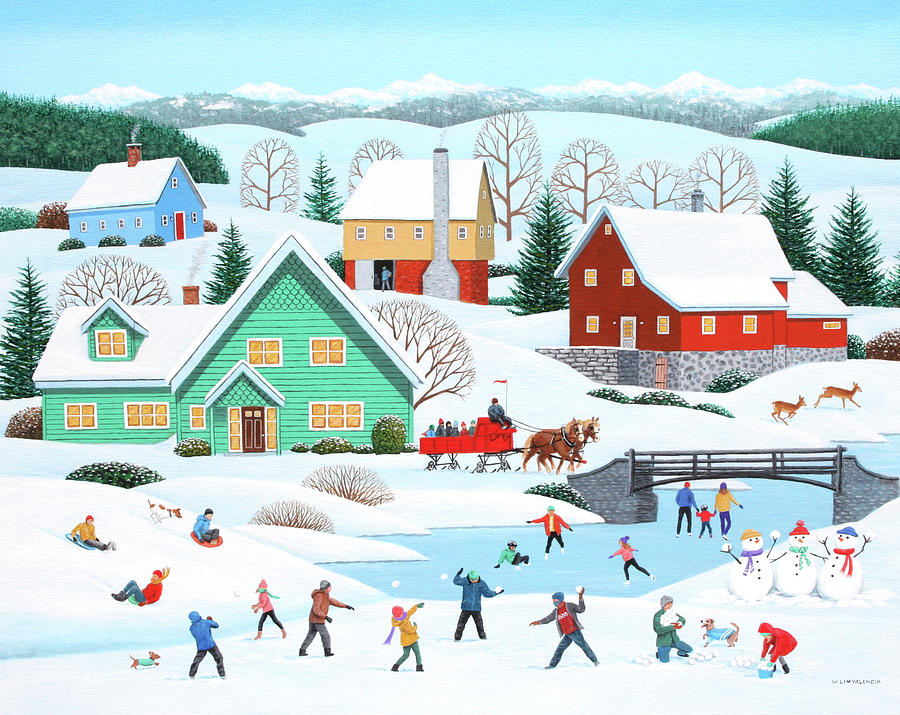 Snowball Fight #2 Painting by Wilfrido Limvalencia