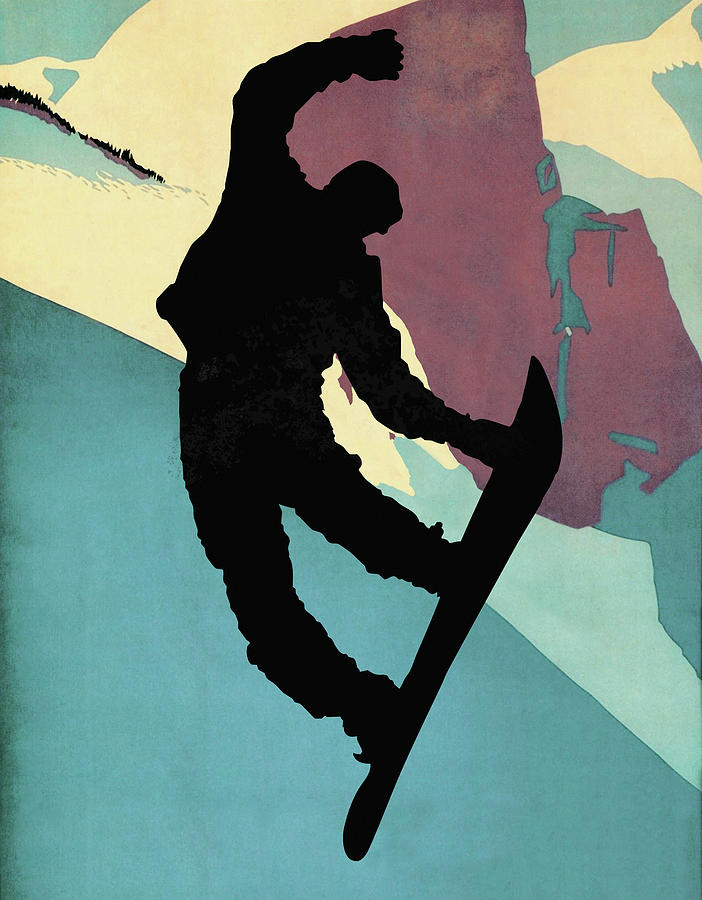 Sports Digital Art - Snowboarding Dude Morning Light #1 by Tina Lavoie