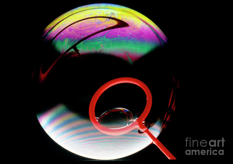 Soap Bubble With Light Interference Patterns #1 Photograph by John Heseltine/science Photo Library