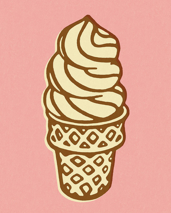 Ice Cream Drawing - Soft Serve Ice Cream Cone #1 by CSA Images