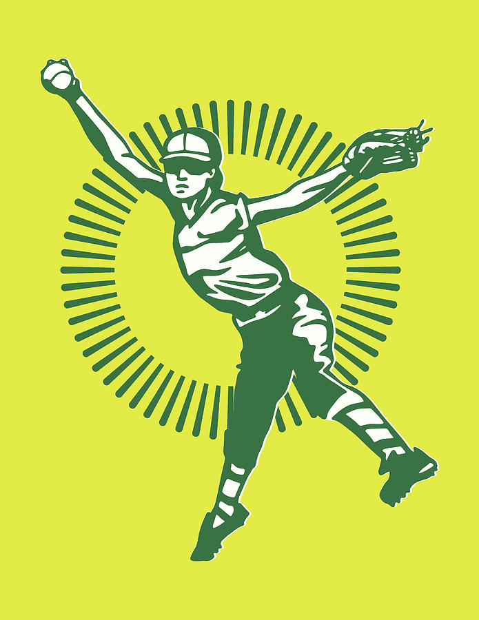 Baseball Drawing - Softball Pitcher #1 by CSA Images