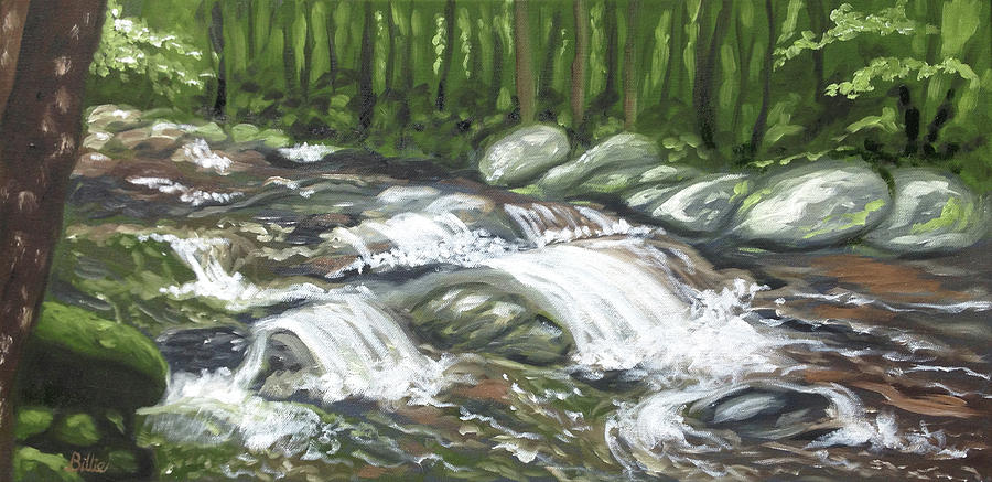 Nature Painting - Asheville Mountain Stream by Billie Mann Nature Painting - Asheville Mountain Stream by Billie Mann
