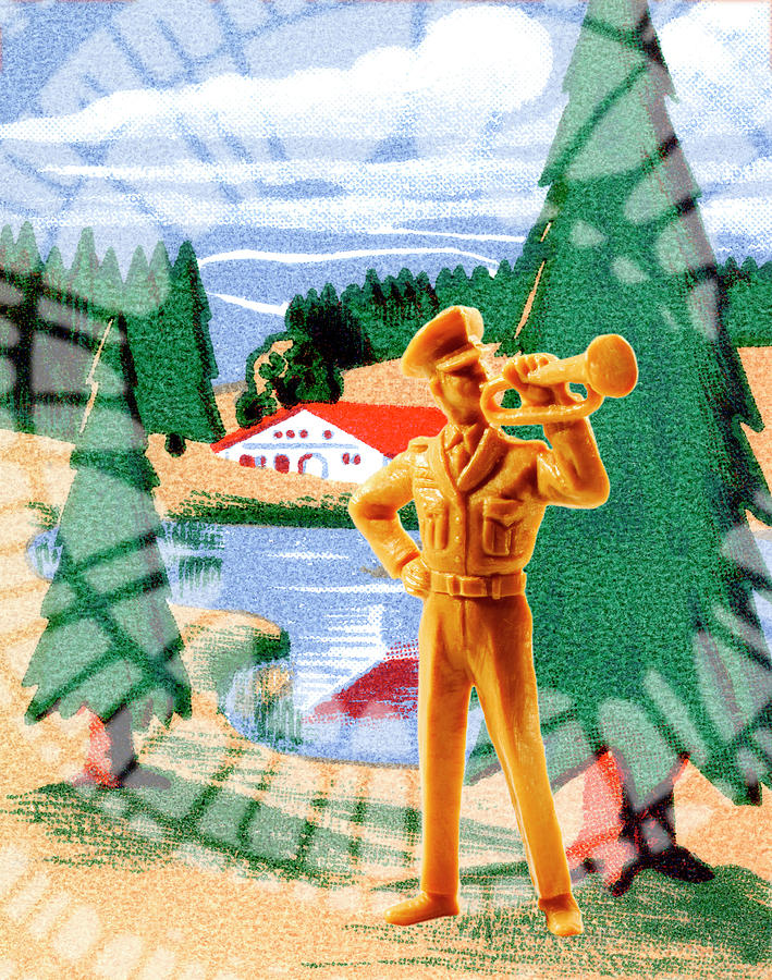 Music Drawing - Soldier Blowing Bugle #1 by CSA Images