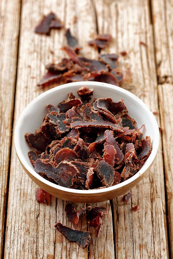 South African Ostrich Biltong dried Meat #1 Photograph by Petr Gross