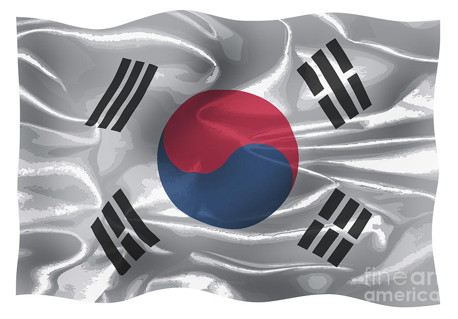 South Korean Silk Flag #1 Digital Art by Bigalbaloo Stock