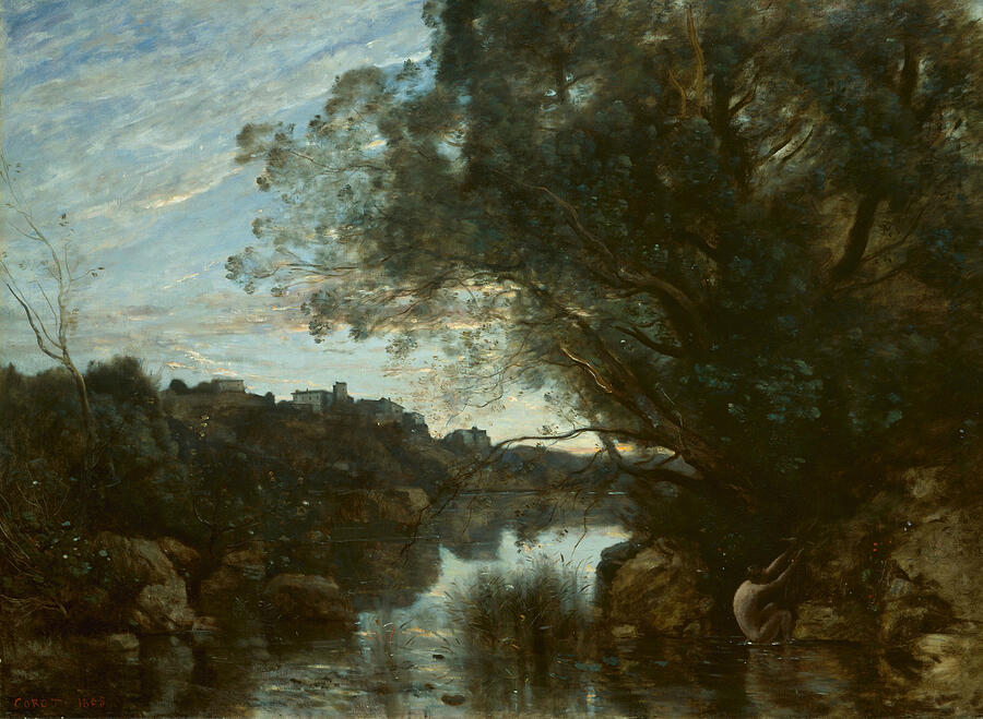 Souvenir of the Environs of Lake Nemi, from 1865 Painting by Jean-Baptiste-Camille Corot