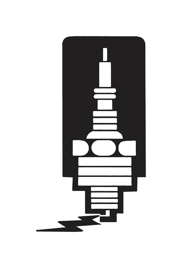 Black And White Drawing - Spark Plug #1 by CSA Images