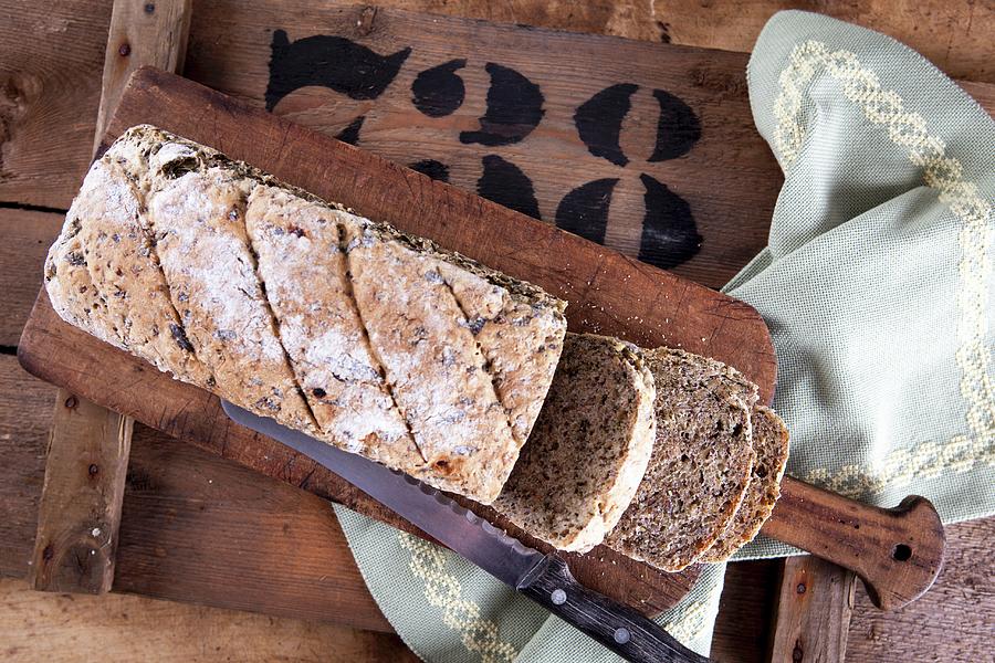 Spelt And Wild Garlic Bread With Flax Seeds, Sliced #1 Photograph by Elisabeth Von Plnitz-eisfeld