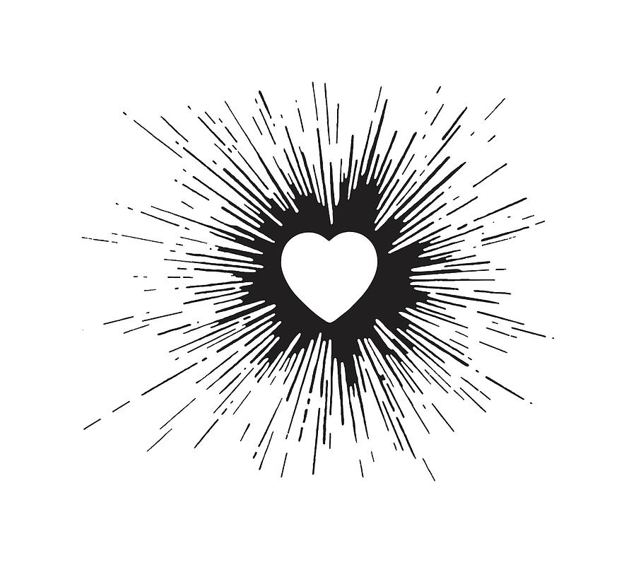 Black And White Drawing - Splatter Heart #1 by CSA Images