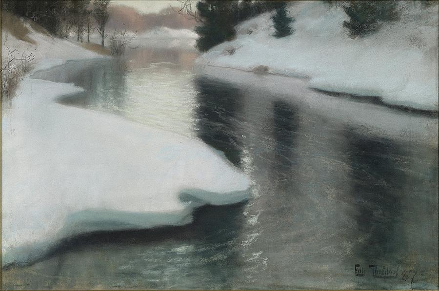 Winter Painting - Spring Thaw by Frits Thaulow