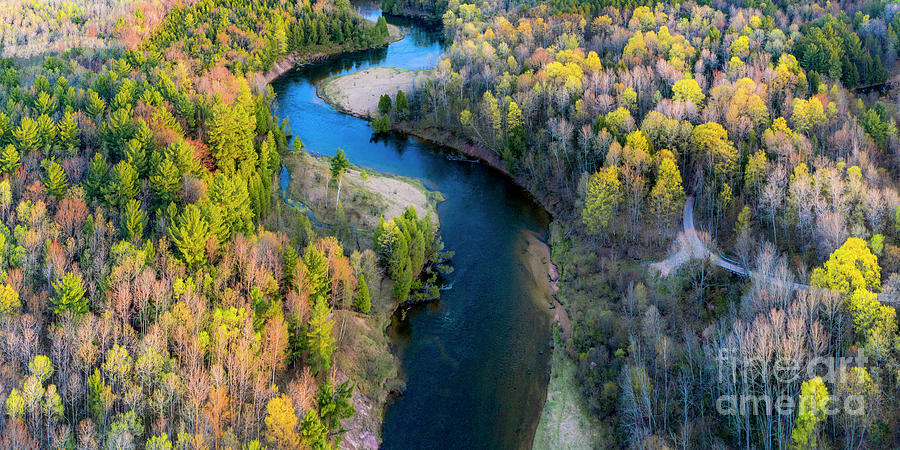 Manistee River Photograph - Springtime On The Manistee River Aerial by Twenty Two North Photography Manistee River Photograph - Springtime On The Manistee River Aerial by Twenty Two North Photography