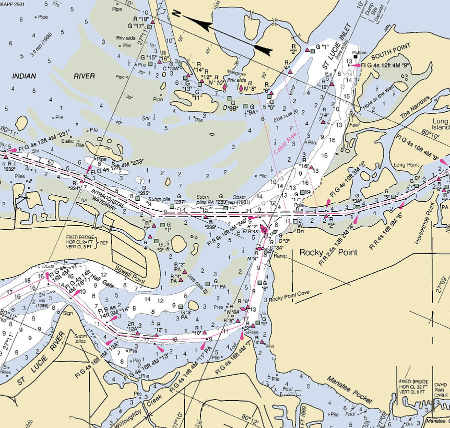 St Lucie Inletflorida Nautical Chart Mixed Media by Sea Koast Fine