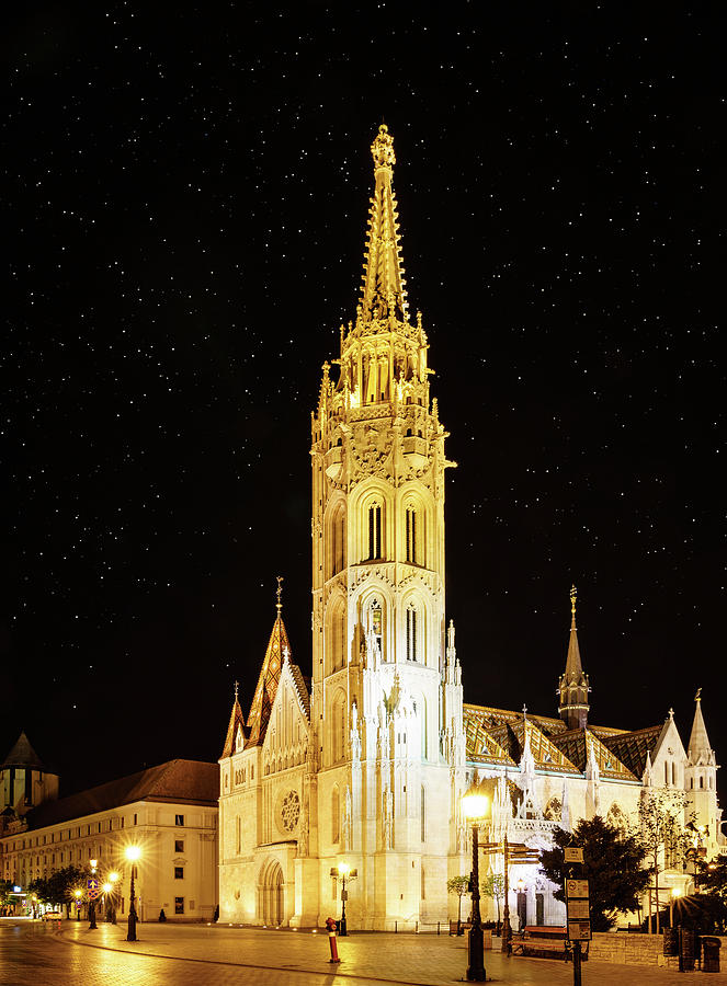 St. Matthias Church In Budapest At Night Photograph