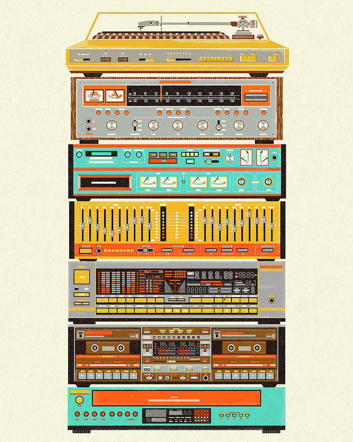 Music Drawing - Stack of Stereo Components #1 by CSA Images