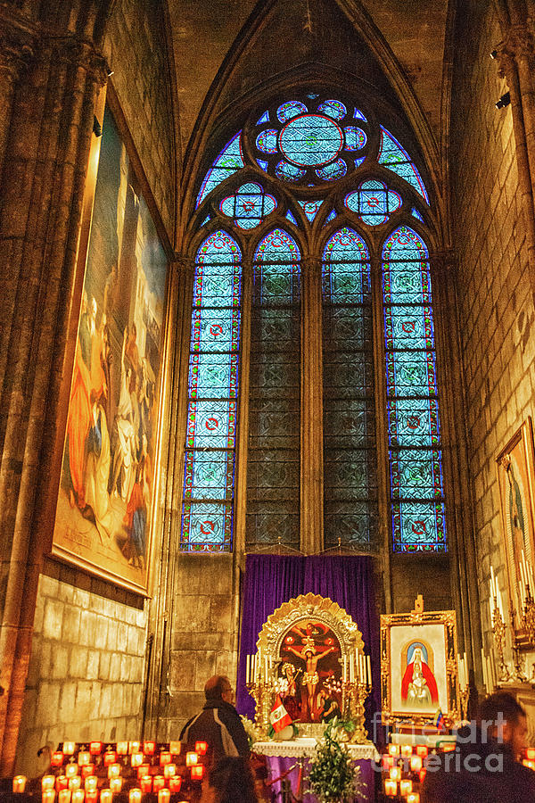 Stained Glass Details Cathedrale Notre Dame De Paris France Before Fire Photograph