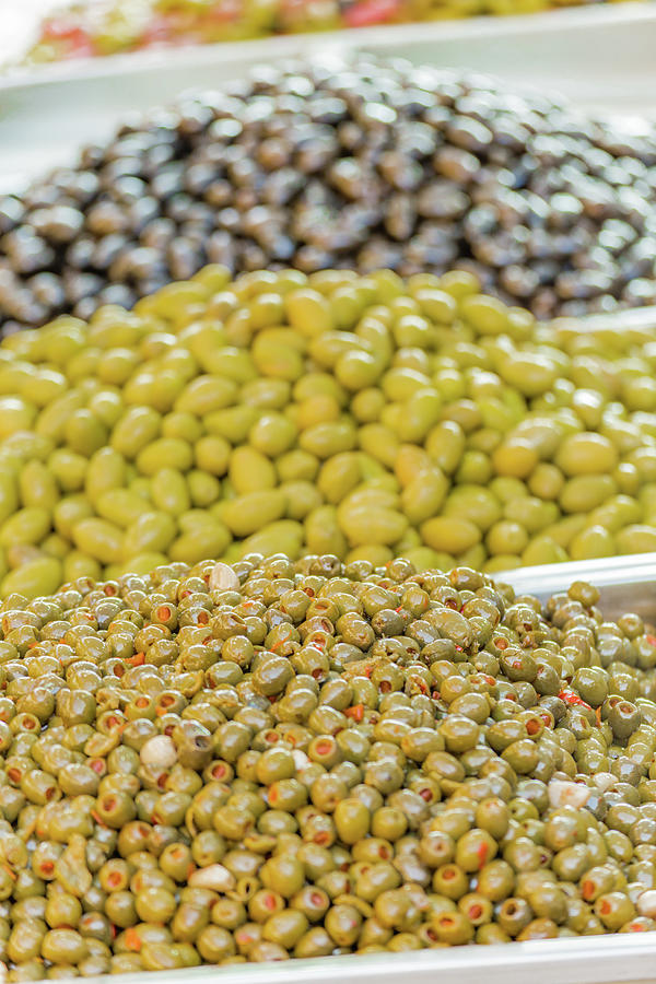stall of Sicilian olives  #1 Photograph by Vivida Photo PC