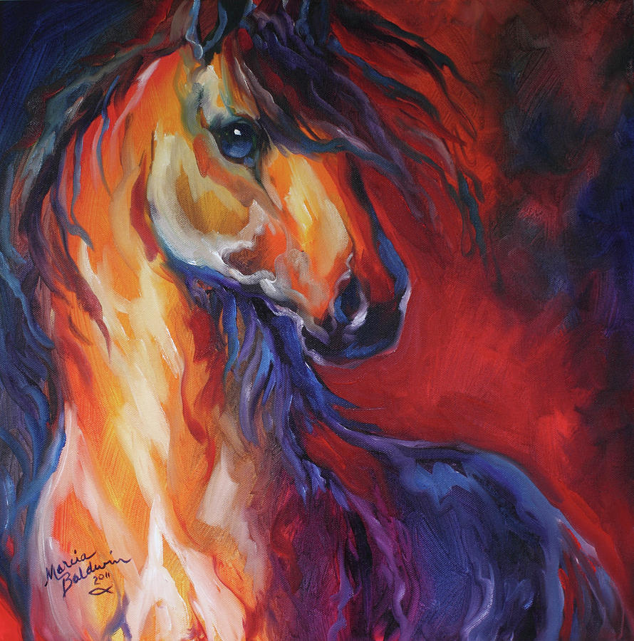 Horse Painting - Stallion Red Dawn #1 by Marcia Baldwin