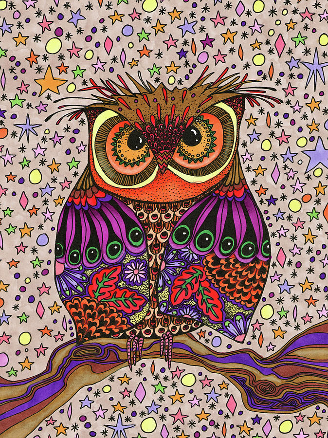 Starry Night Owl Digital Art By Kim Kosirog Fine Art America