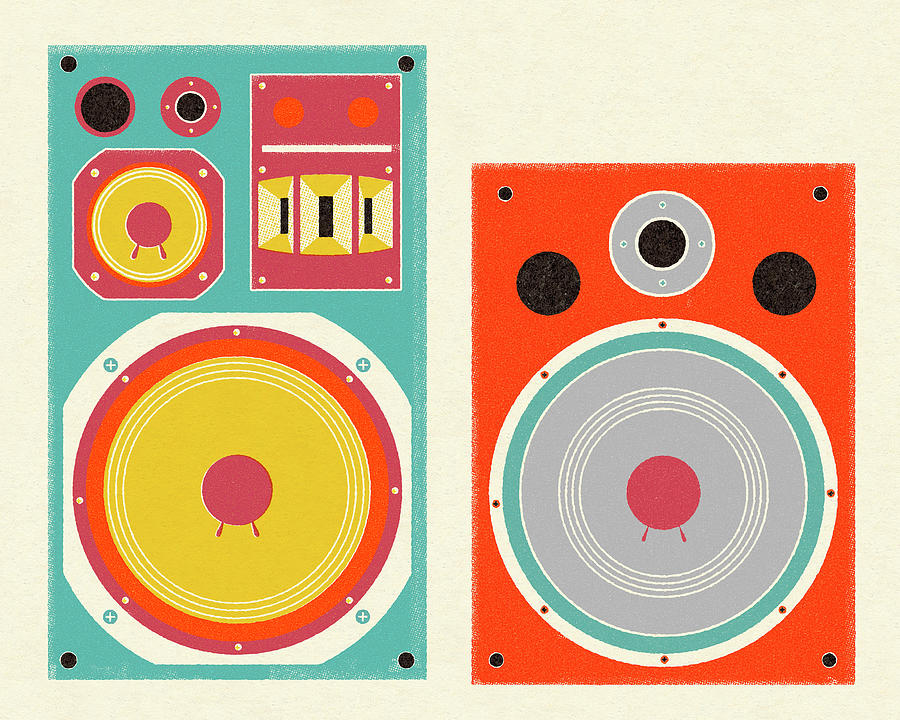 Music Drawing - Stereo Speakers #1 by CSA Images